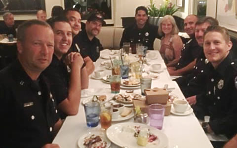 Photo of Firefighters enjoying a meal